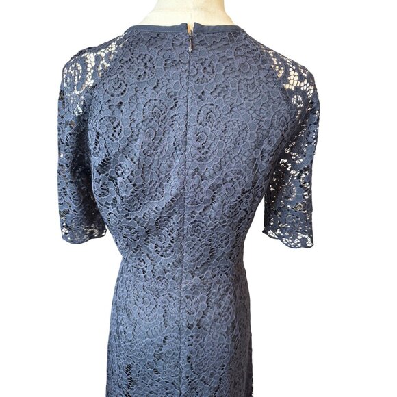 2/$30 Madewell Navy Lace Dress Size 4 Silk Trim & Polyester Lining - Picture 9 of 15